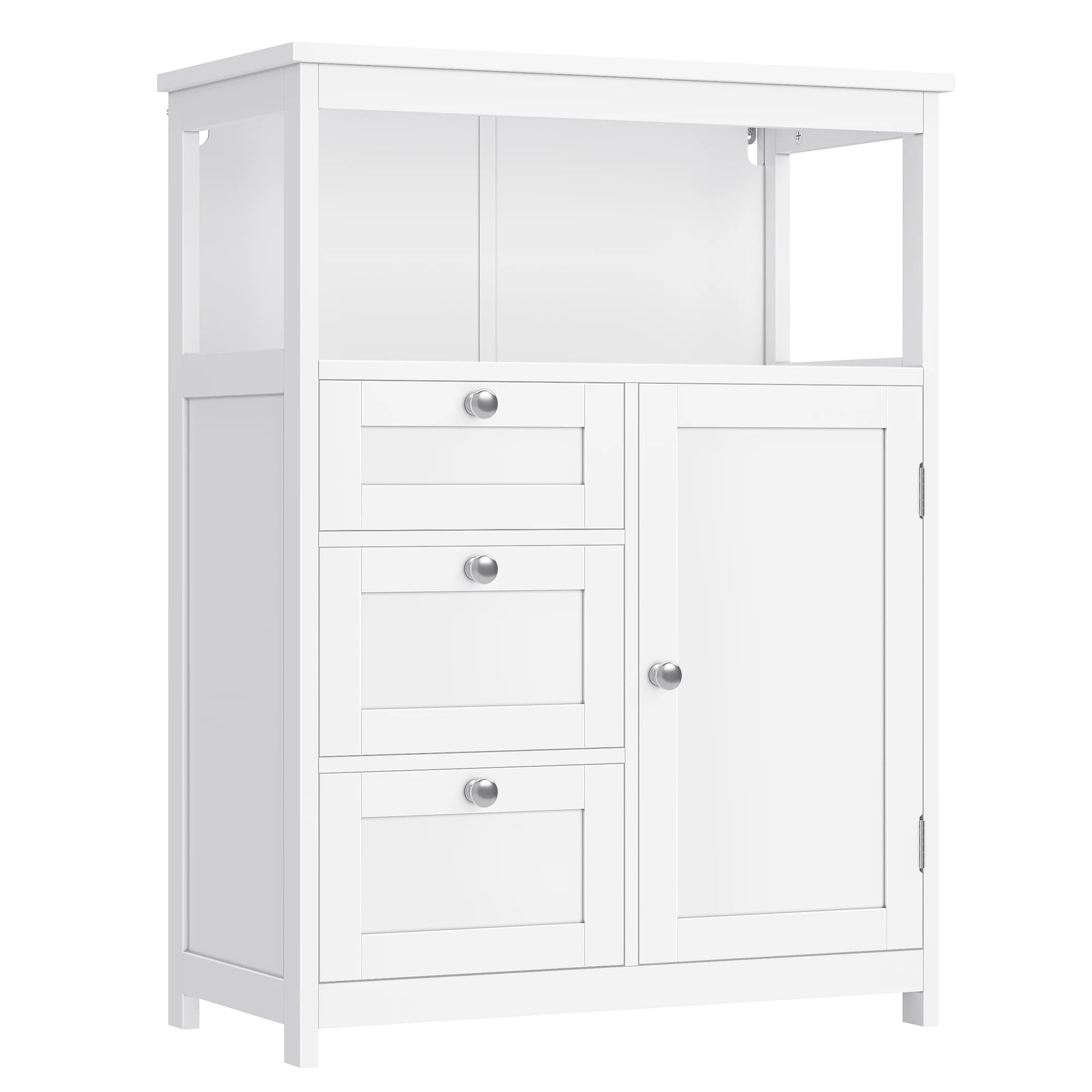 Meuble salle de bain bas avec 3 Tiroirs 60 x 30 x 80 cm, Blanc - Blanc Meuble salle de bain