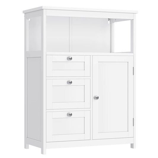 Meuble salle de bain bas avec 3 Tiroirs 60 x 30 x 80 cm, Blanc - Blanc Meuble salle de bain