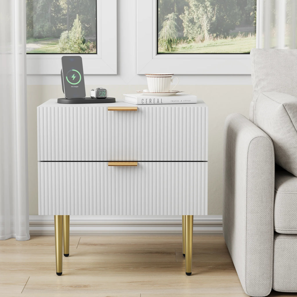 Table de nuit industriel moderne pour chambre à 2 tiroirs - 1 Piece -