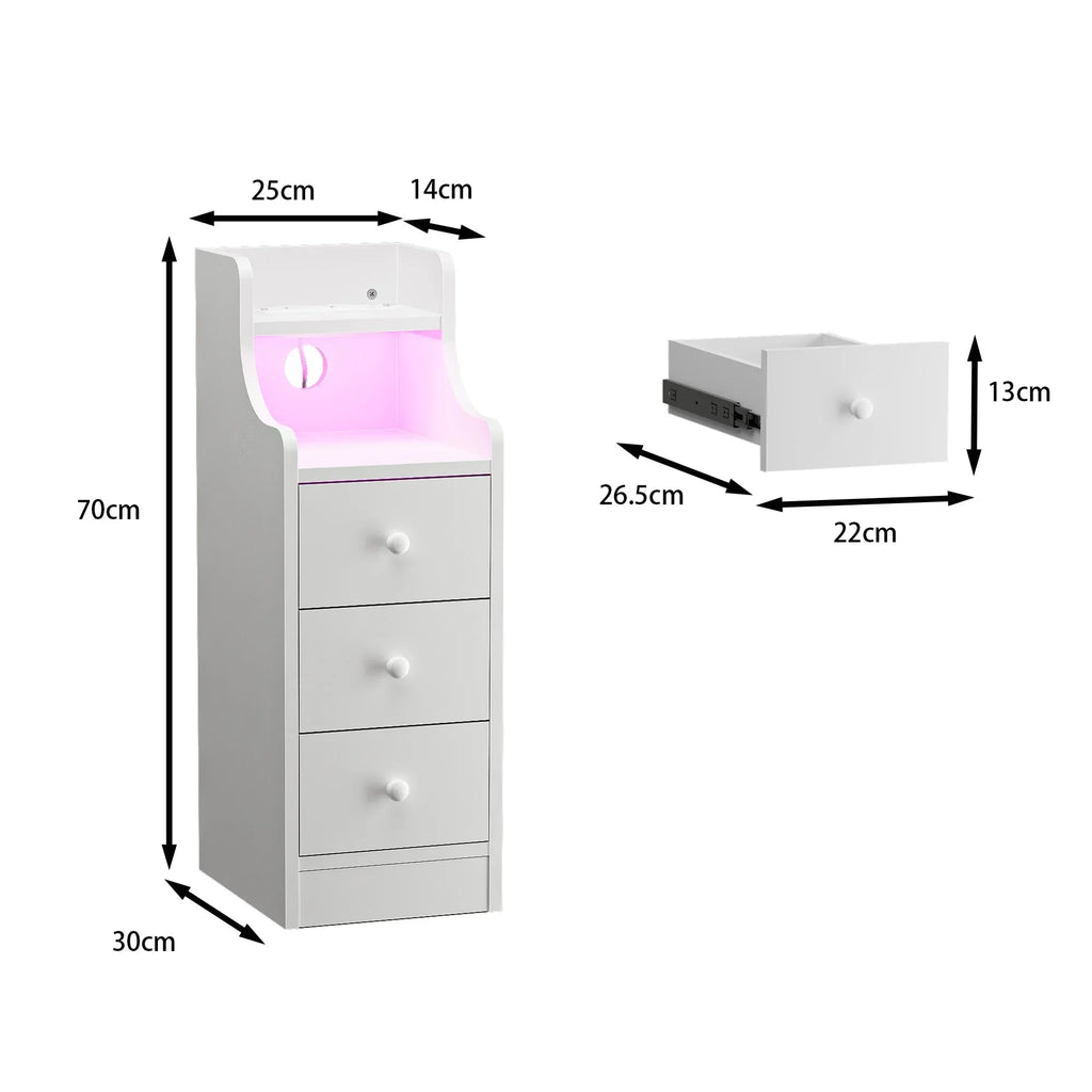 Mini table de chevet compacte - 1Pc - Blanc Table de chevet