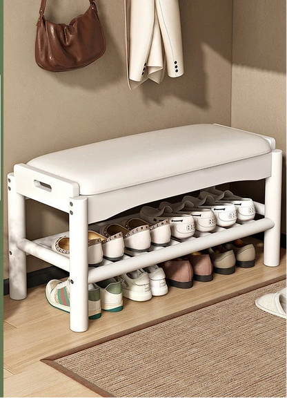 Meuble à chaussure en bois avec tabouret pour l'entrée de la maison - F - 80cm