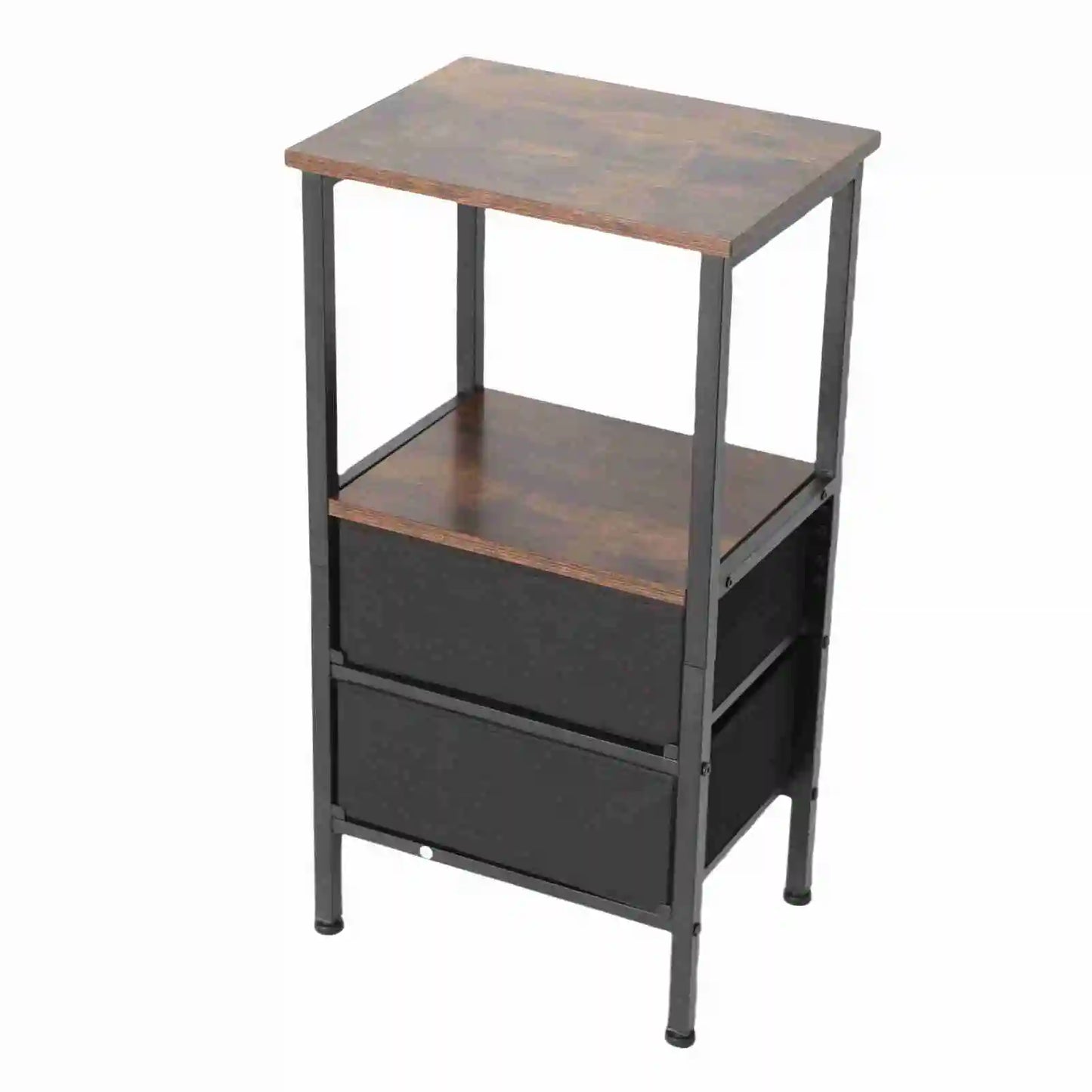 Table de chevet en MDF et acier carbone à 2 tiroirs -