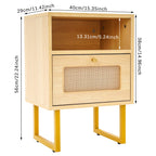 Table de nuit rotin robuste - Table de nuit Bois