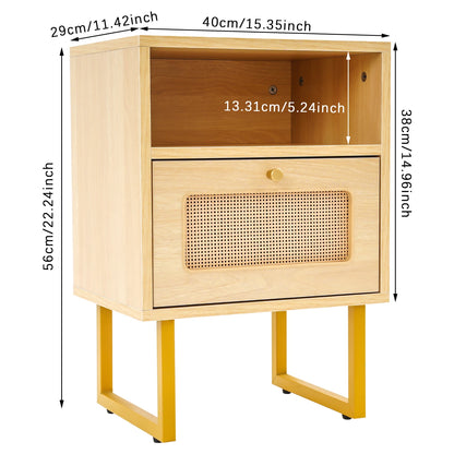Table de nuit rotin robuste - Table de nuit Bois