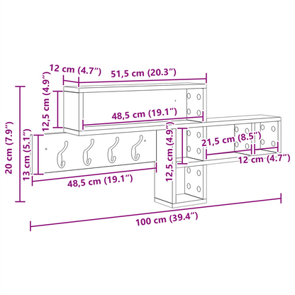 étagère murale bois naturel 100 x 12 x 43.5 cm -