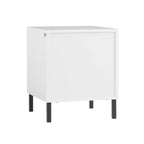 Table de chevet blanche à 4 pieds noirs -