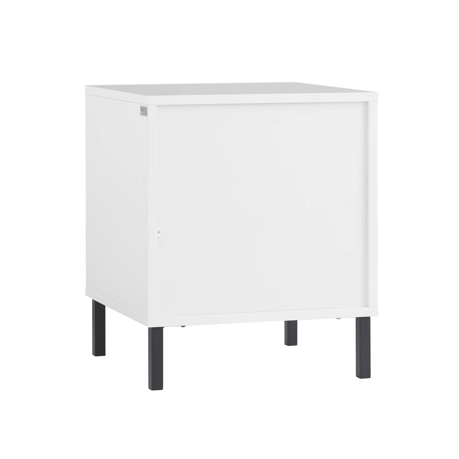 Table de chevet blanche à 4 pieds noirs -