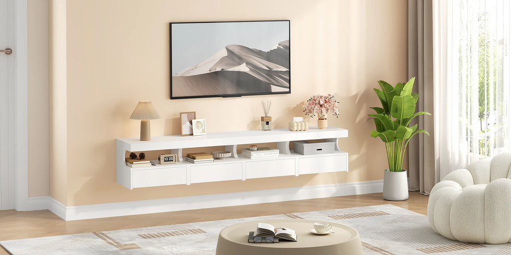 Table de nuit flottante blanche pour chambre - 1 pièce -