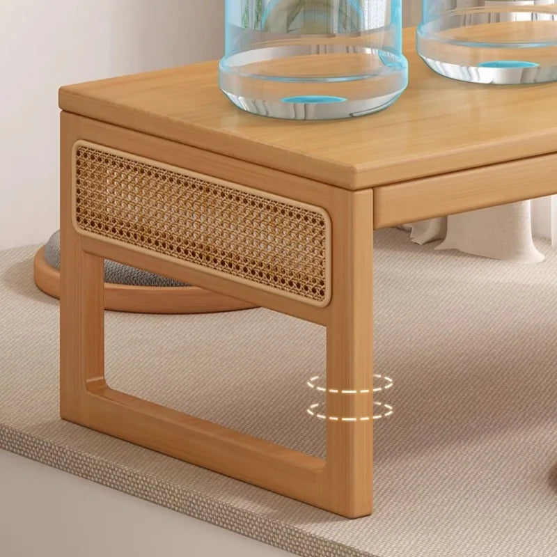 Table basse bureau japonais en bois naturel -
