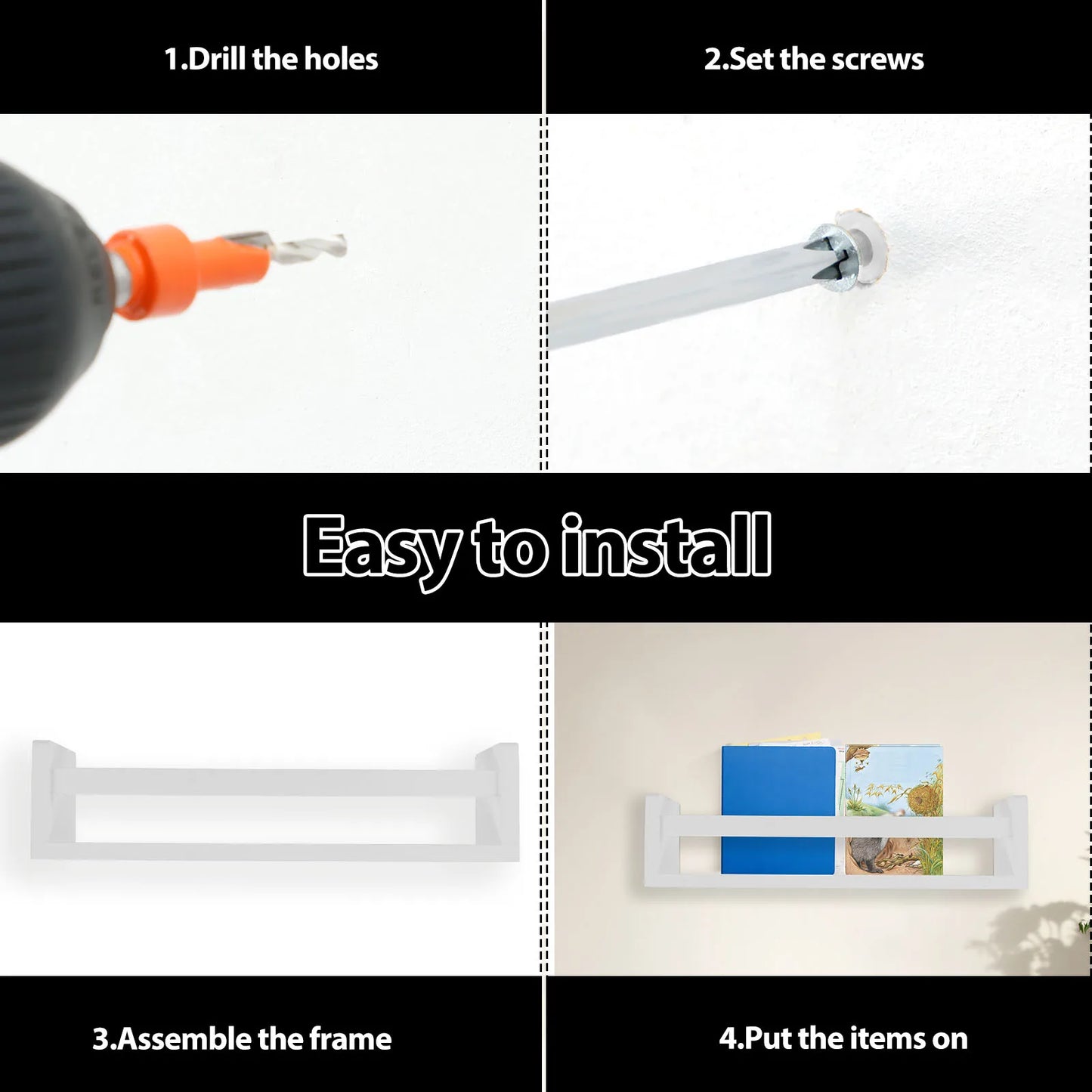 étagère murale bibliothèque 3Pcs -