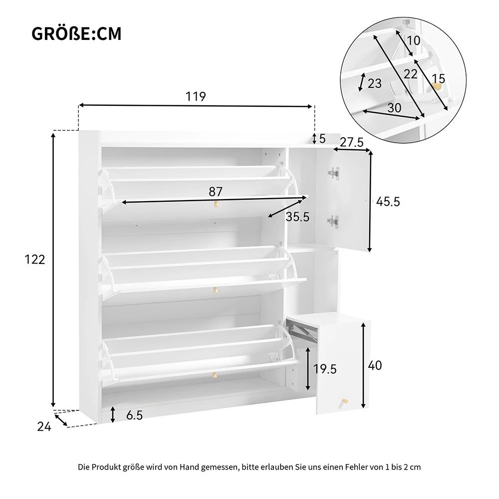 Meuble à chaussure polyvalent à 3 tiroirs rabattables -