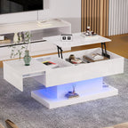 Table basse design blanc avec éclairage LED 100x50x45 Cm - Table basse Blanc