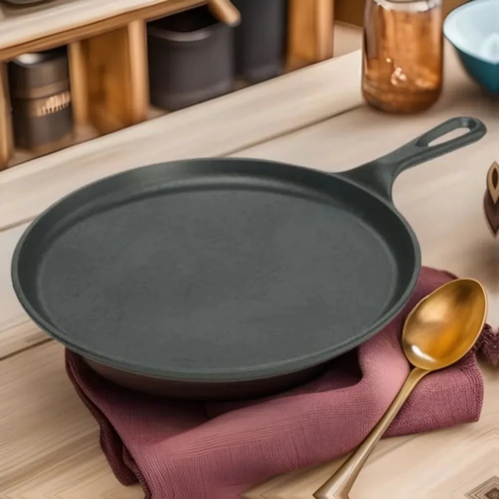 Poêle en fonte solide et plat -