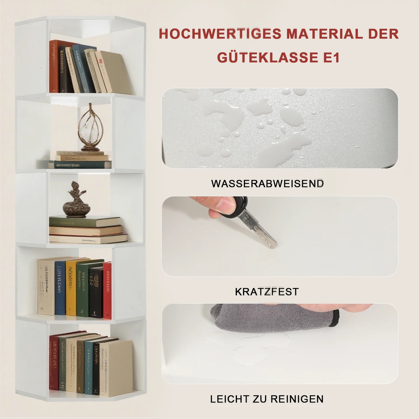 Étagère d'angle blanc à 6 niveaux -