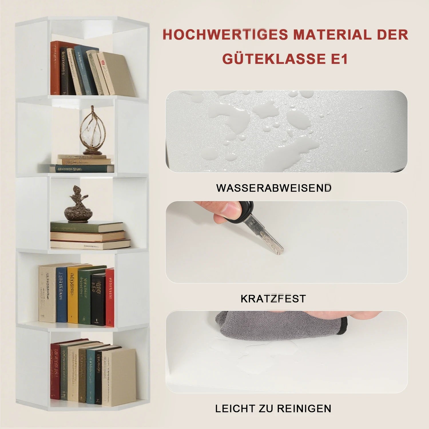 Étagère d'angle blanc à 6 niveaux -