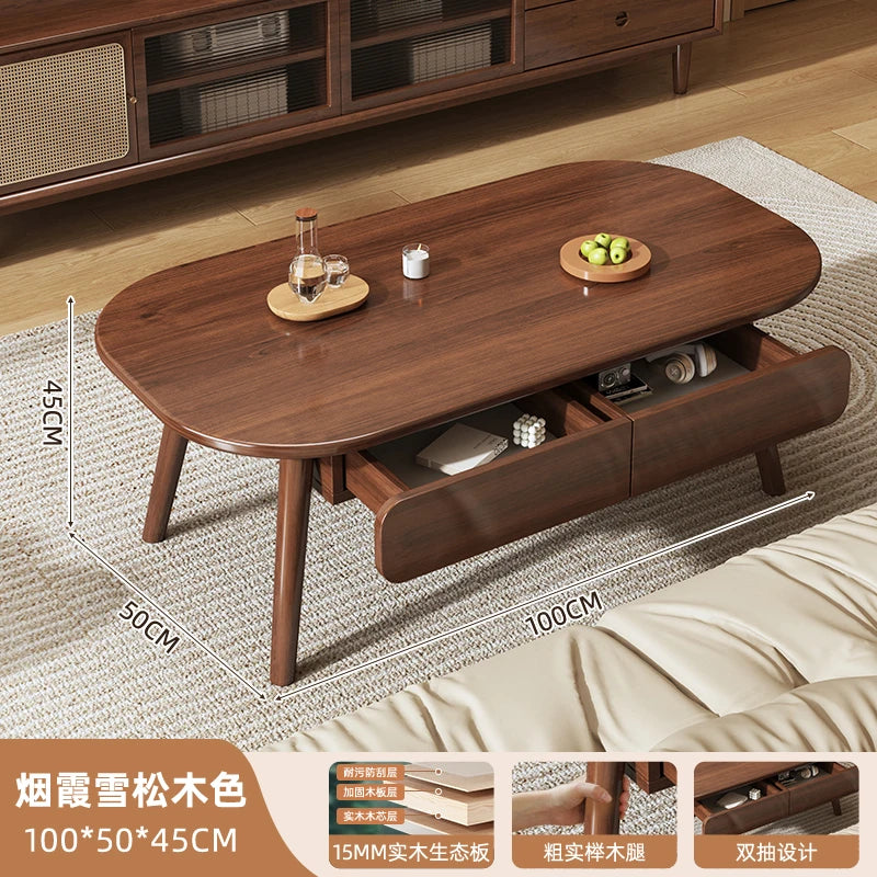 Table basse bois design à doubles plateaux - 100x50x45CM 1