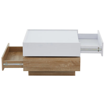 Table basse multifonctionnelle à plateau pivotant 360° -