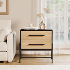 Table de chevet style campagnard 2 tiroirs -