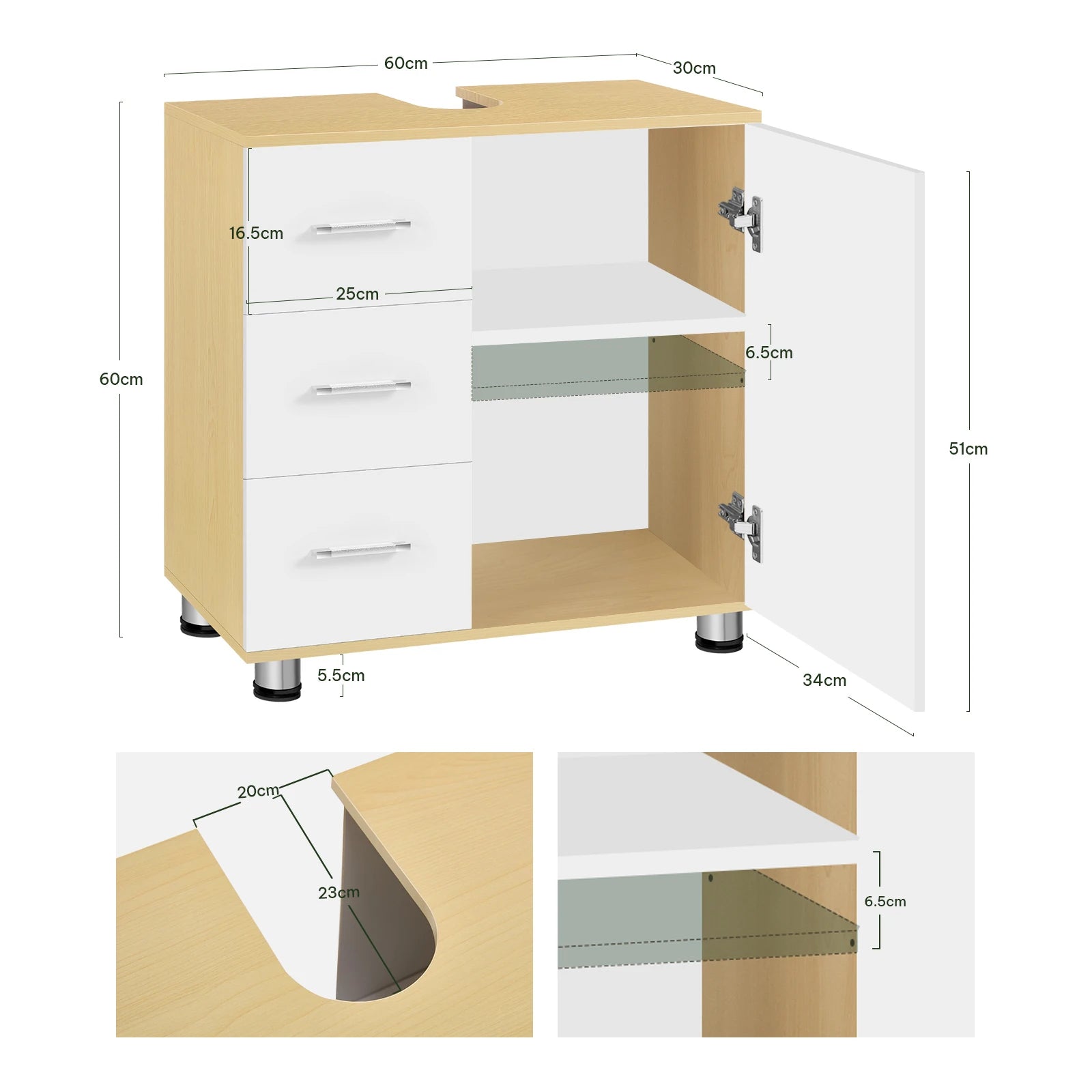 Meuble de rangement à tiroirs blanc -