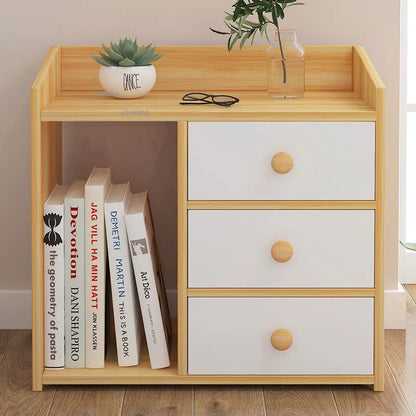 Table de nuit bibliothèque en bois -