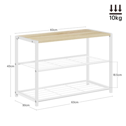 Étagère chaussures métal à étages - 2 couches 63x43x30cm Étagère chaussures