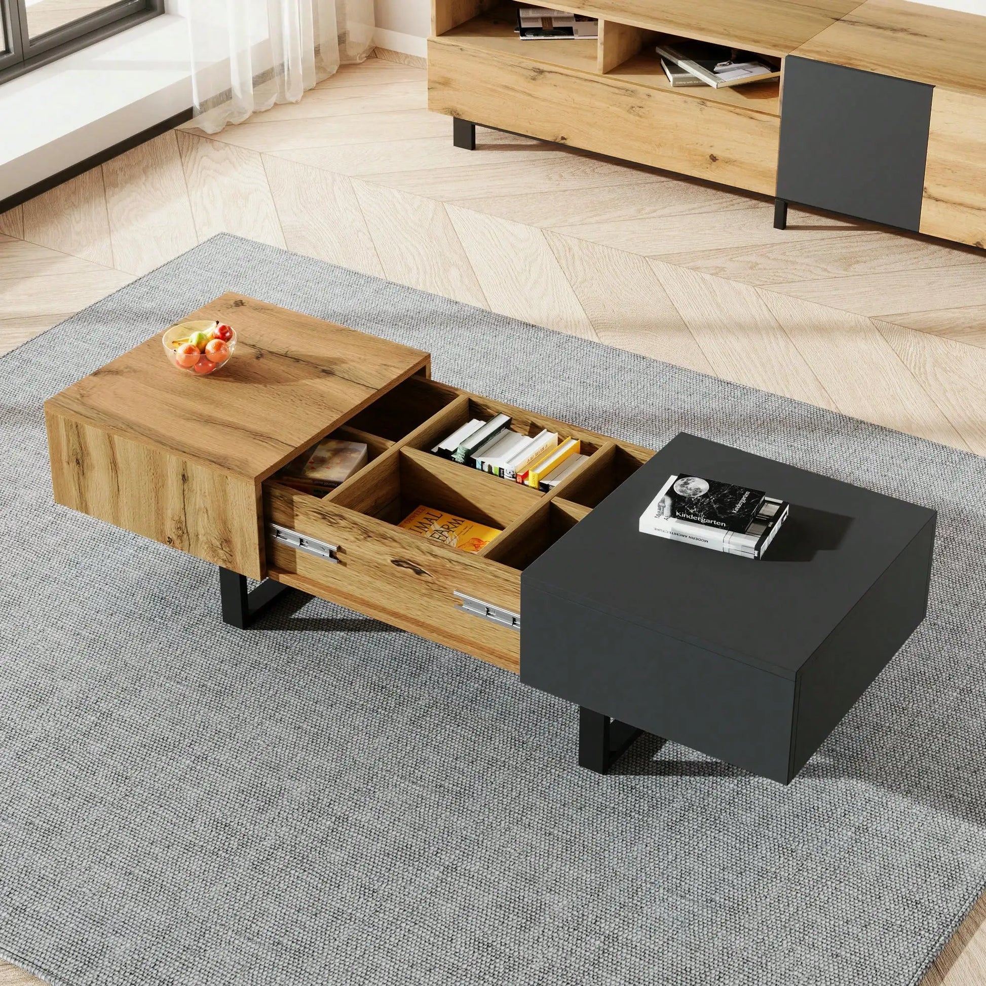 Table basse extensible avec rangement dissimulé -
