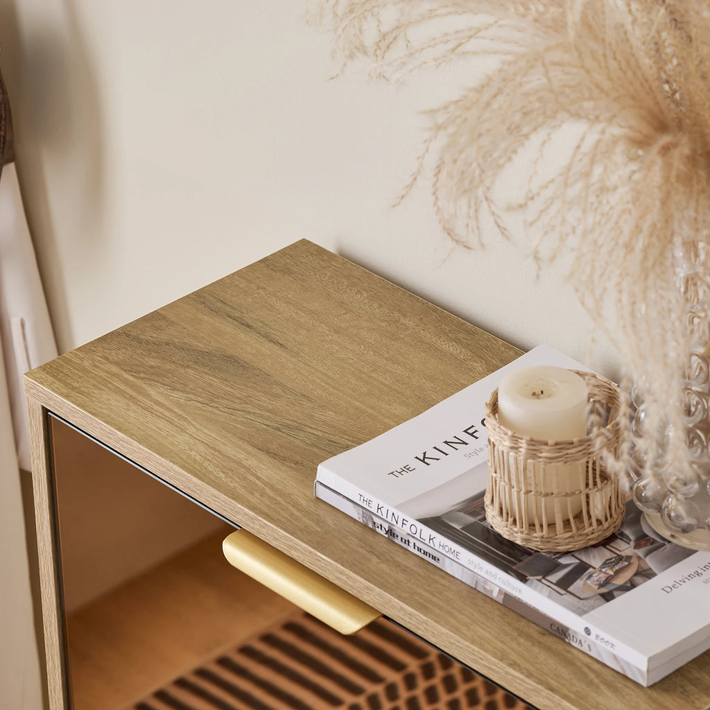 Meuble chaussure doré à 3 rabats -