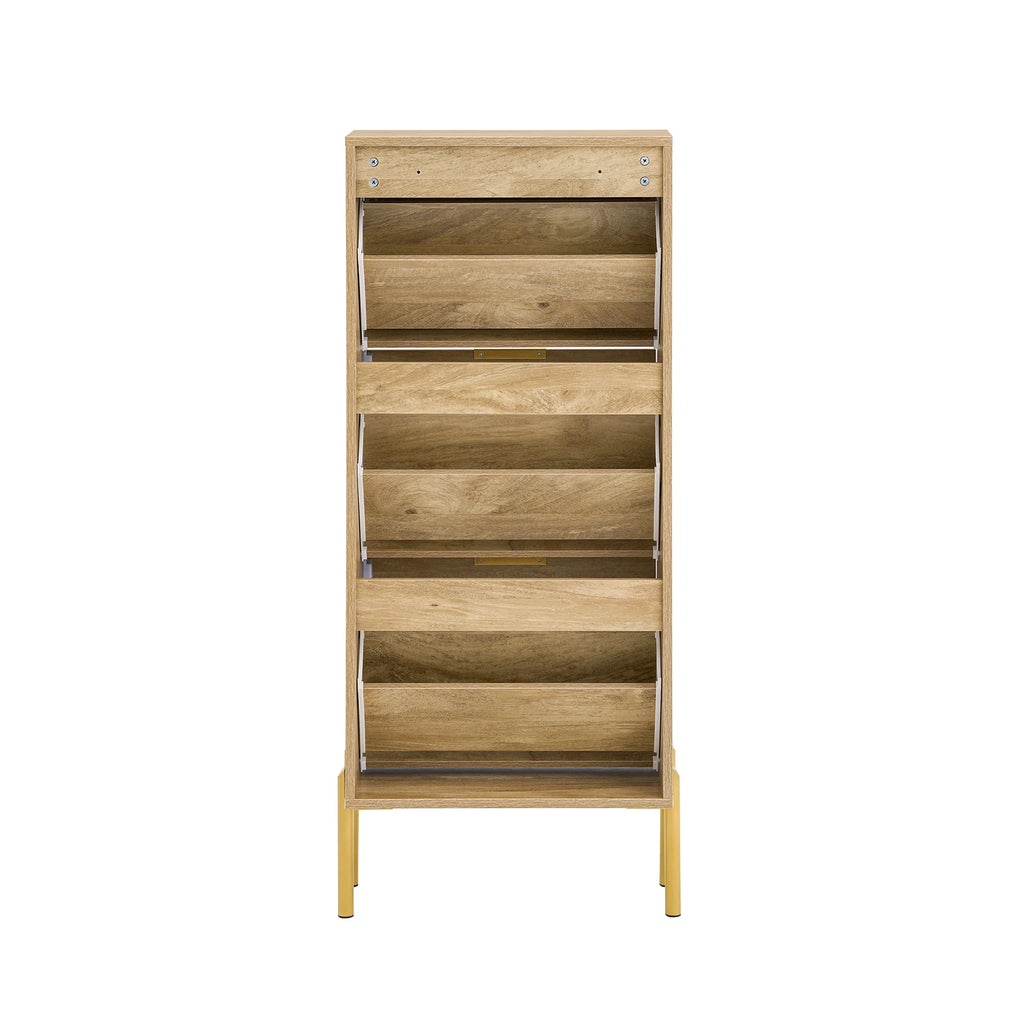 Meuble chaussure doré à 3 rabats -