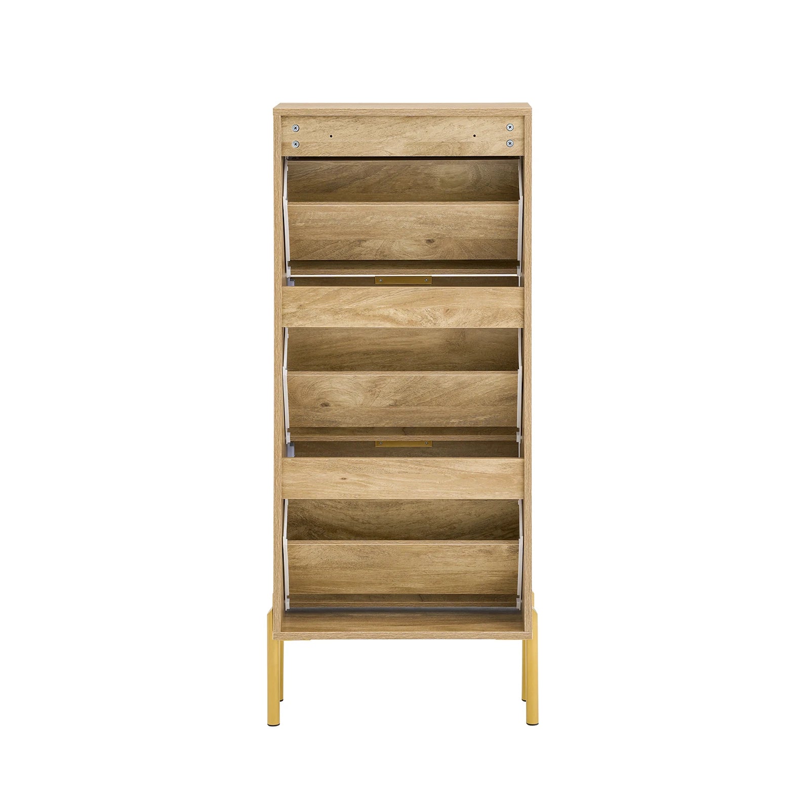 Meuble chaussure doré à 3 rabats -