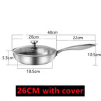 Poêle inox Professionnel de qualité disponible en 22cm 24cm 26cm 28cm - 26cm avec couverture