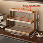 Étagère café retro d'angle en bois massif - Café 3 couches