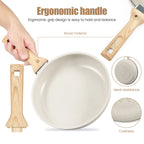 Poêle céramique compatible à induction avec poignée en bois -