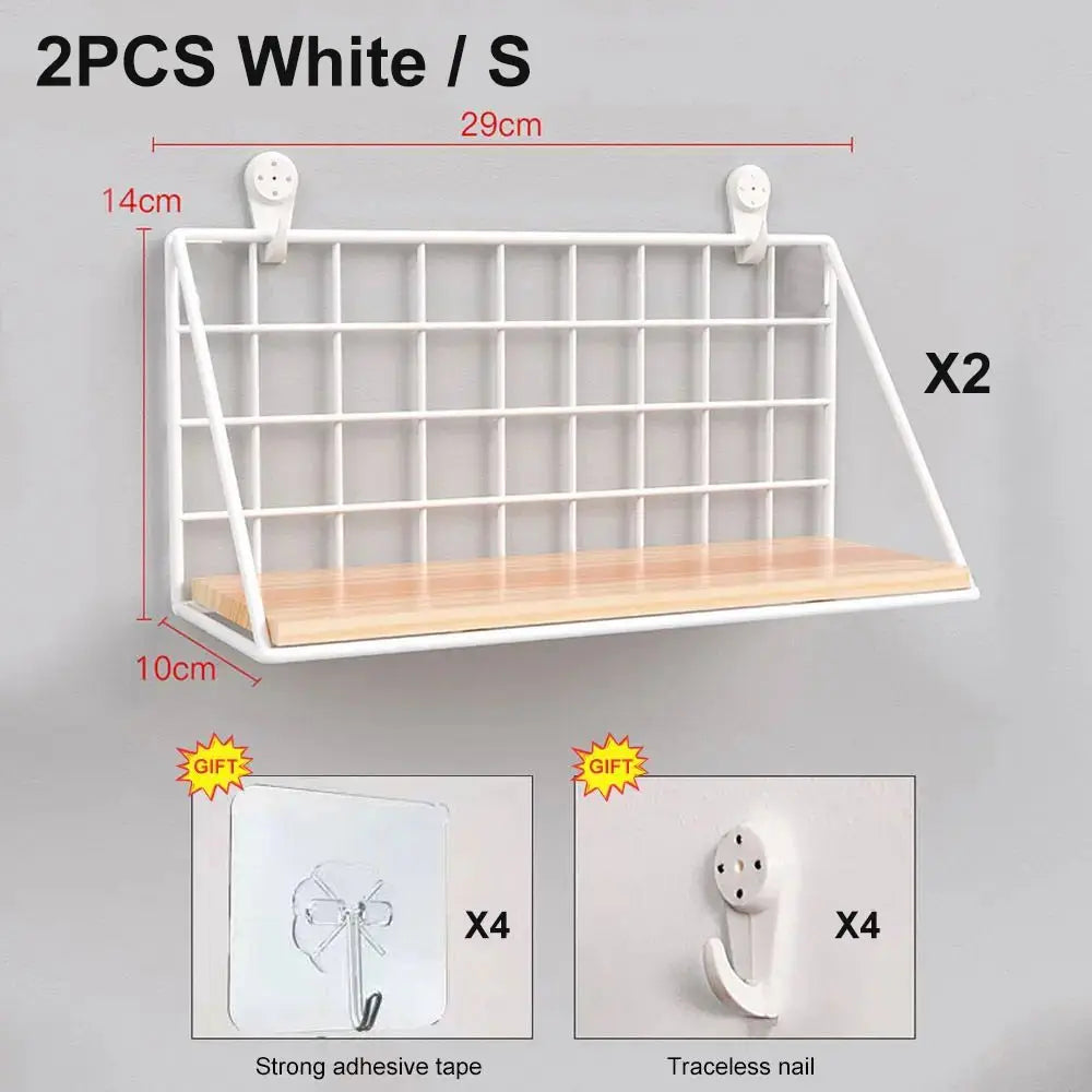 étagère murale suspendue en bois - 2pcs Blanc S
