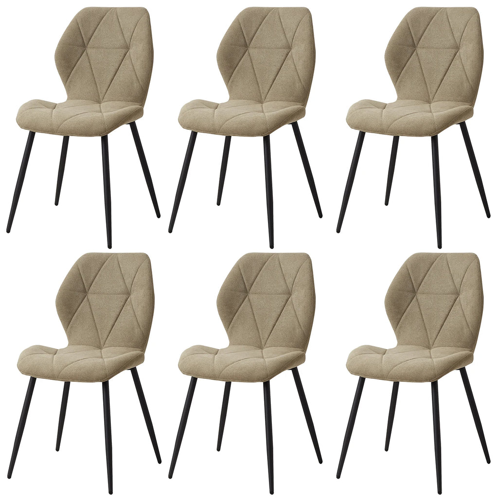 Chaise salle à manger marron / Beige / Vert en lin par lot de 2/4/6 pièces - 6PCS Vert Chaise salle à manger