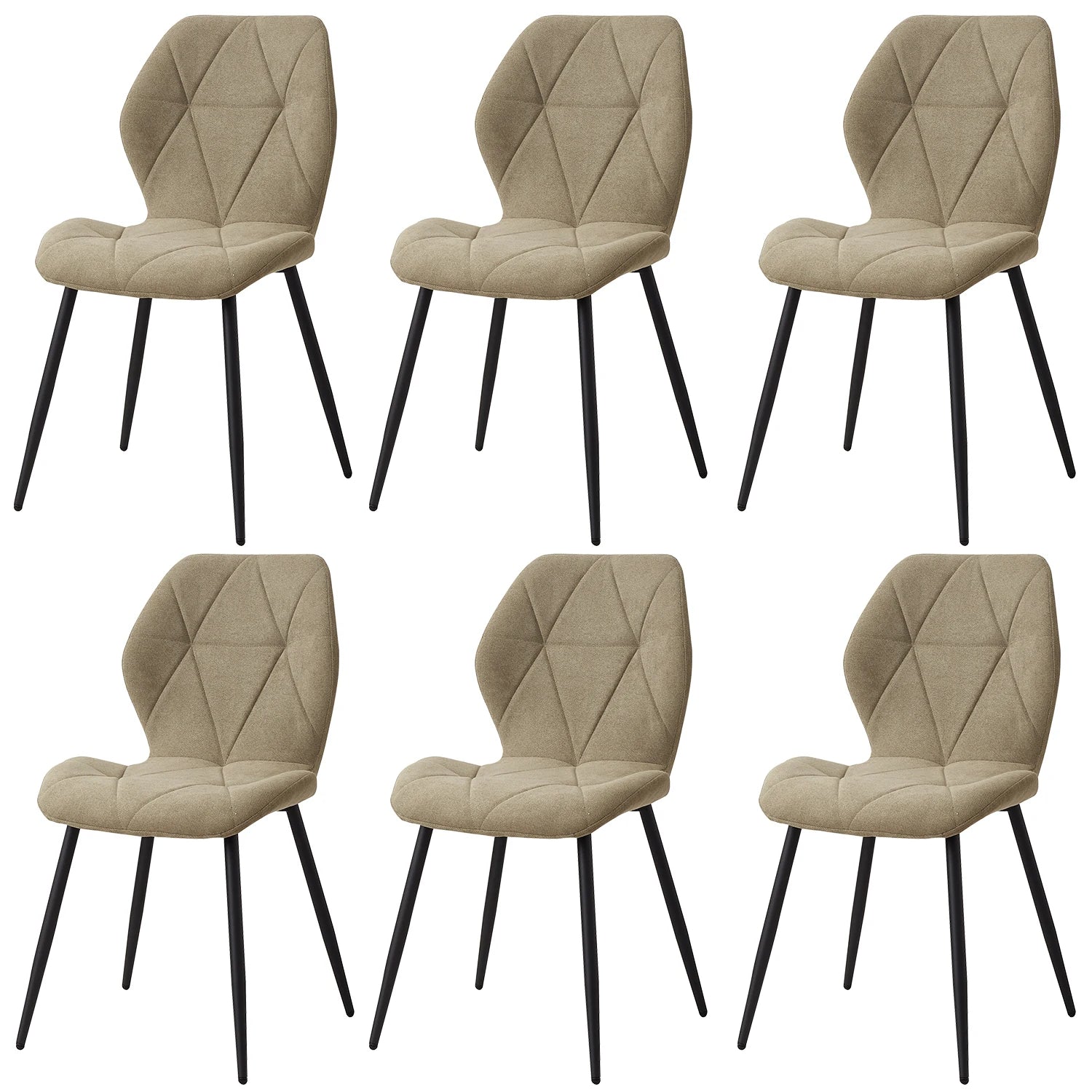 Chaise salle à manger marron / Beige / Vert en lin par lot de 2/4/6 pièces - 6PCS Vert Chaise salle à manger