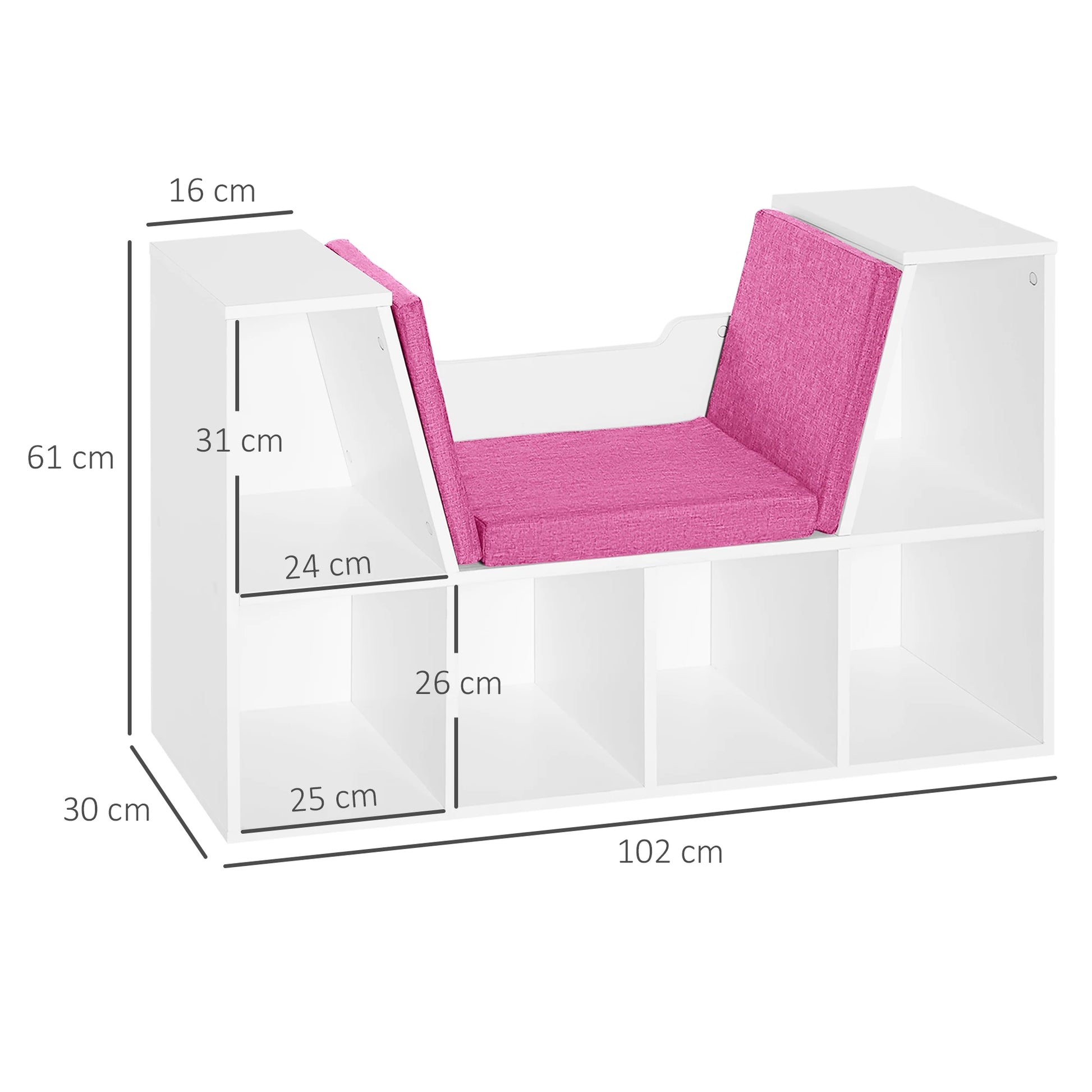 Étagère cube rectangulaire pour livre 102X30X61Cm -
