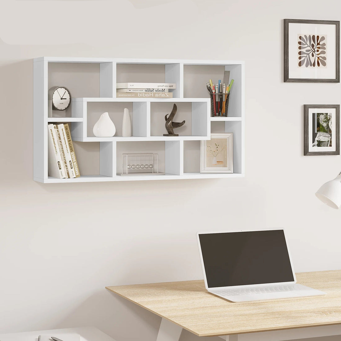 étagère murale cadre blanche 85x16x48cm -