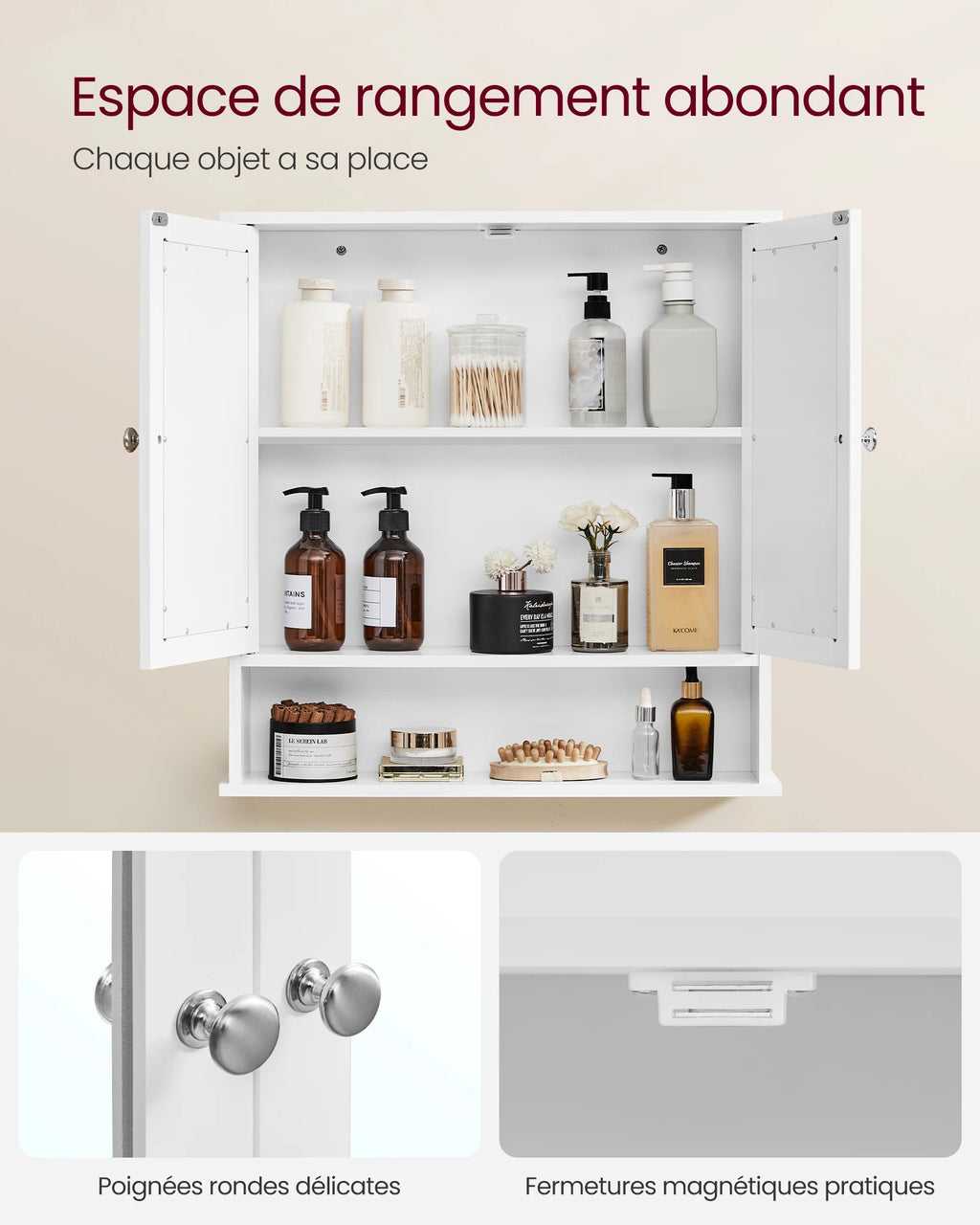 Meuble de rangement salle de bain mural -