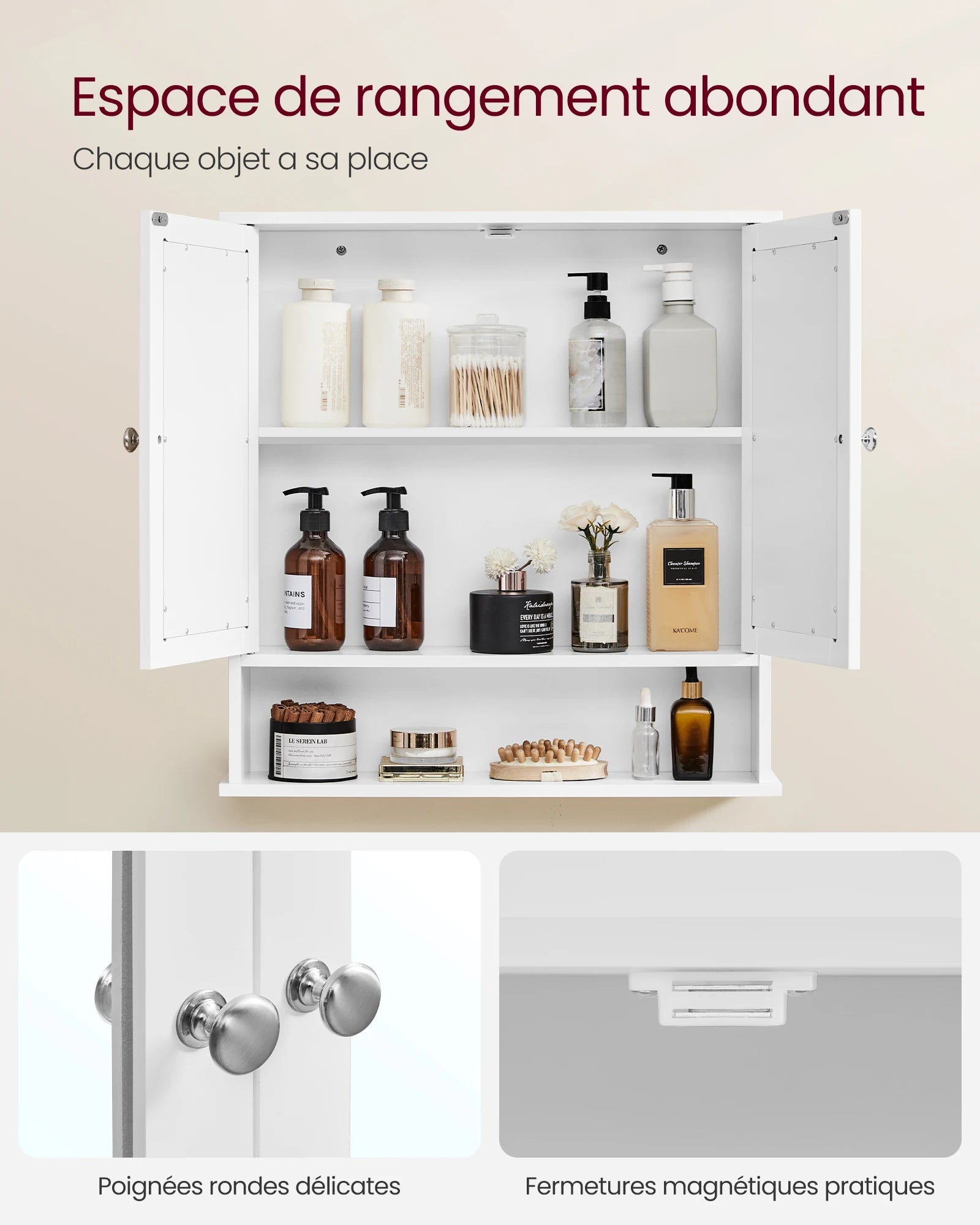 Meuble de rangement salle de bain mural -