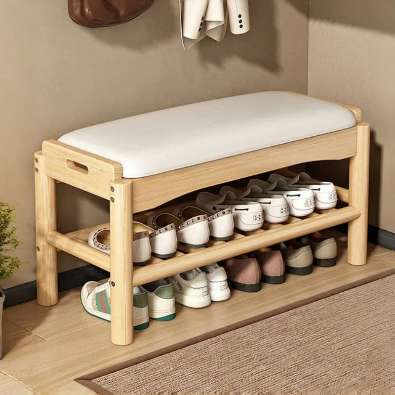 Meuble à chaussure en bois avec tabouret pour l'entrée de la maison -