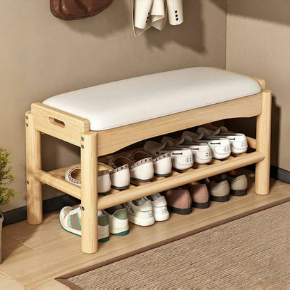 Meuble à chaussure en bois avec tabouret pour l'entrée de la maison -