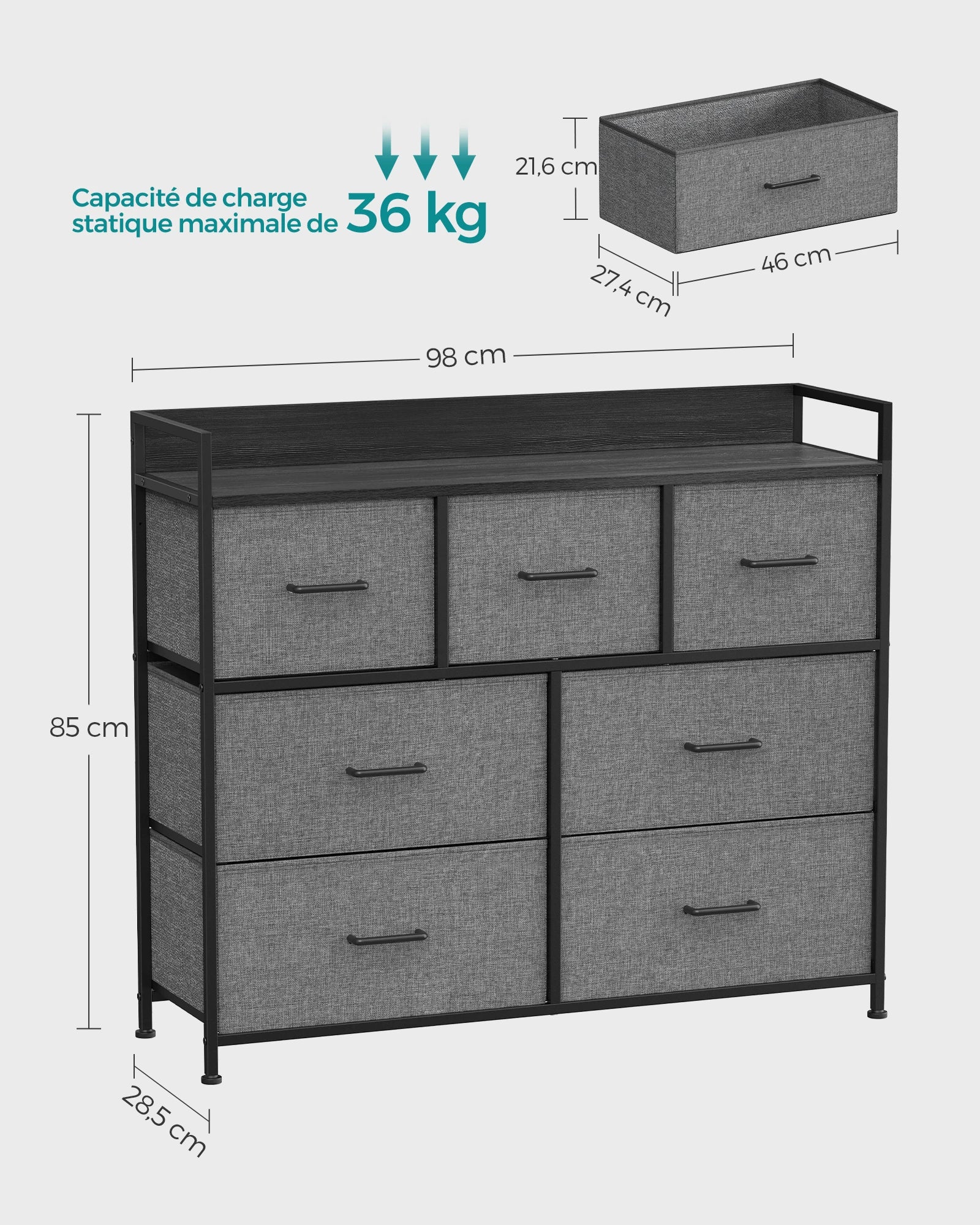 Meuble de rangement pour chambre structure en métal -