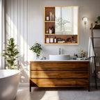 Meuble salle de bain bambou moderne idéal pour médicaments -