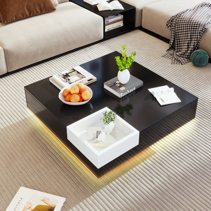 Grande table basse carrée noir -