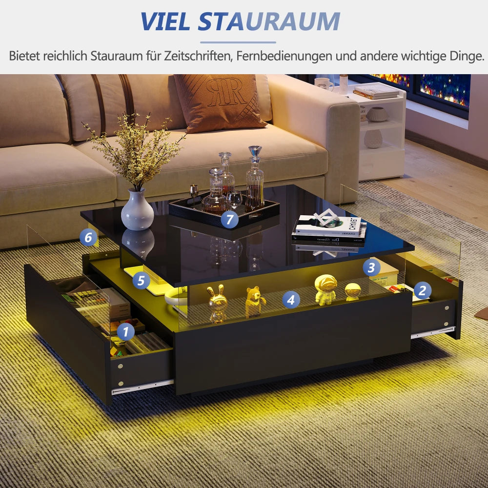 Table basse design moderne avec led 70*70*41cm -
