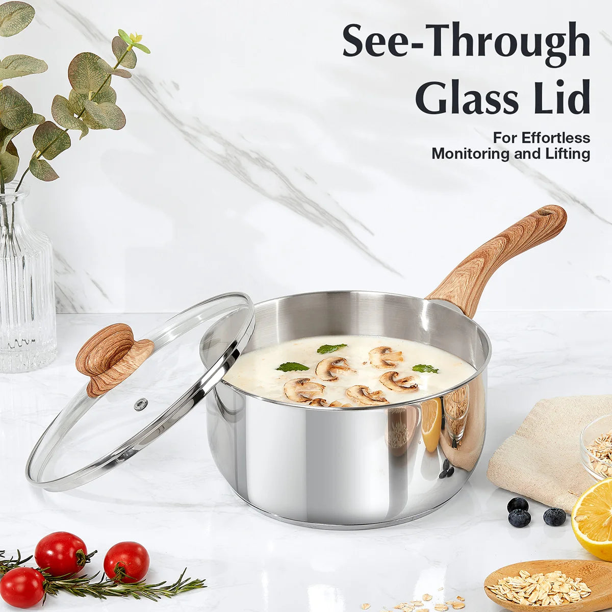 Casserole inox pas cher à couvercle -