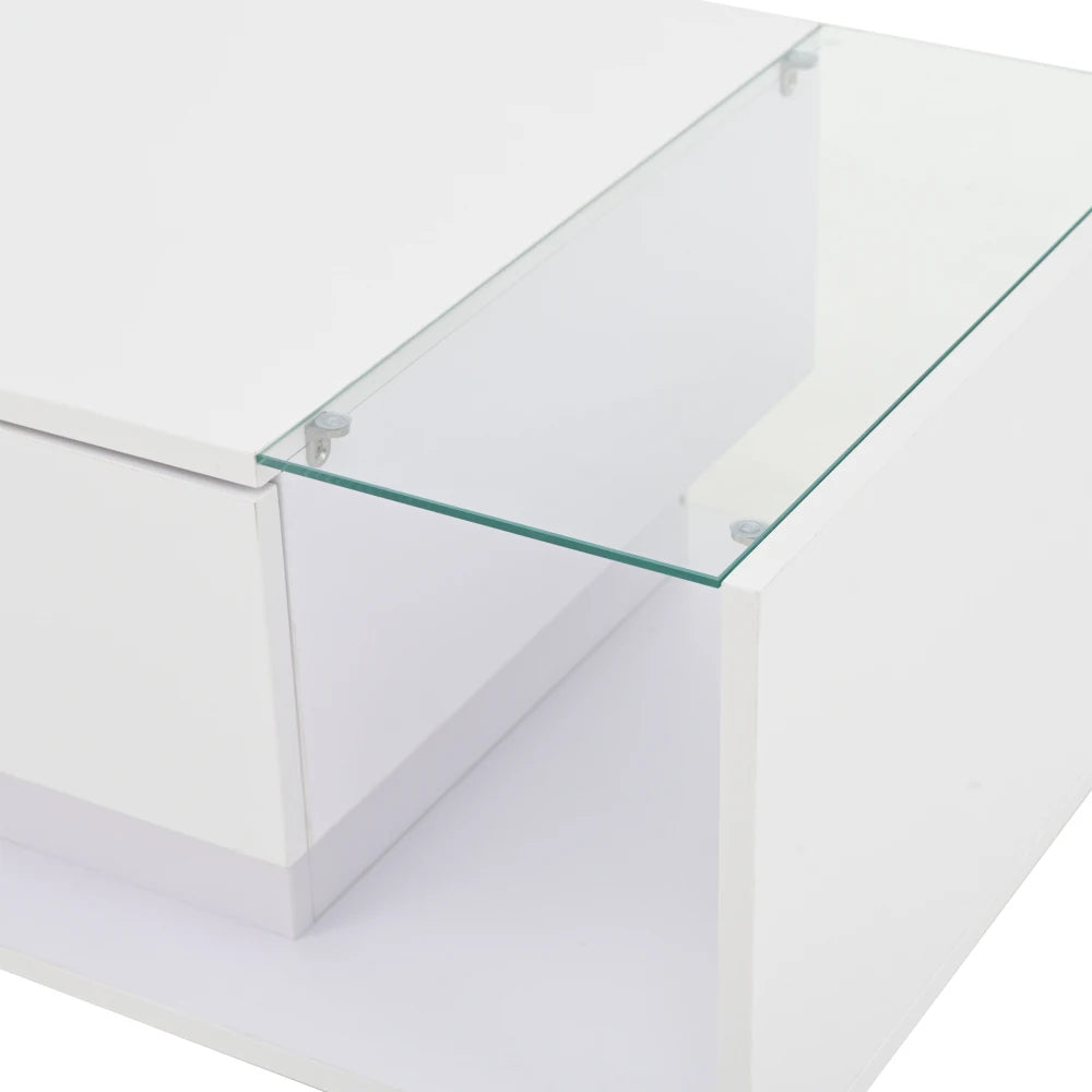 Table basse verre et led lumineuse - 100 x 50 x 31cm -
