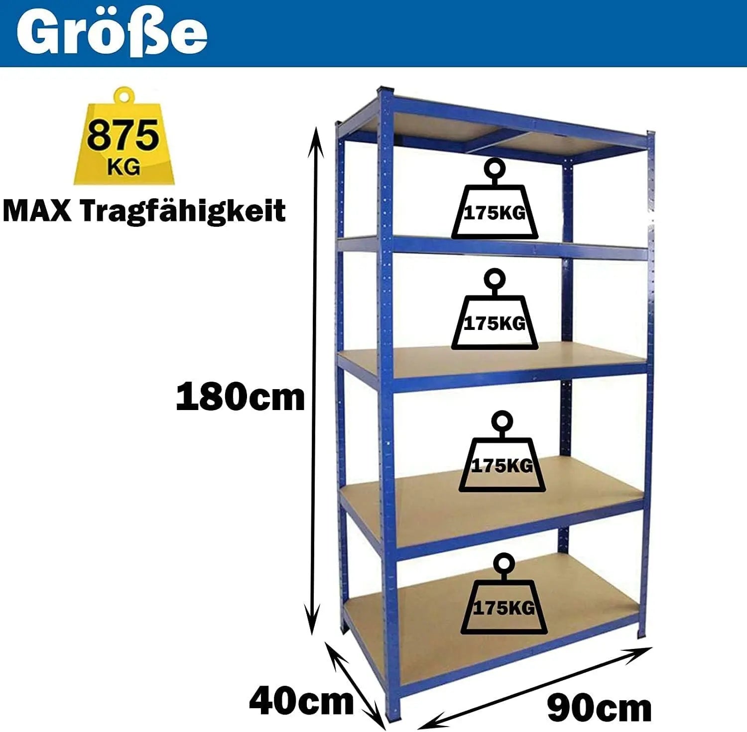 étagère garage DayPlus - 180x90x40 875kg Bleu