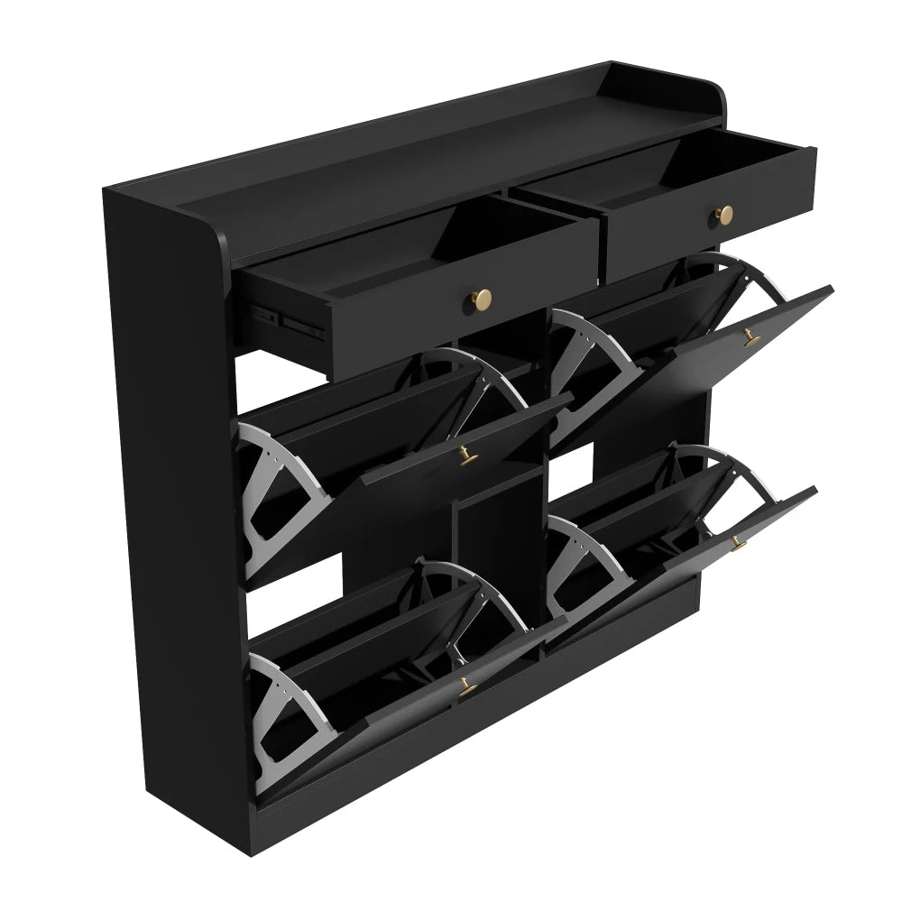 Meuble à chaussure blanc avec 4 portes pliantes -