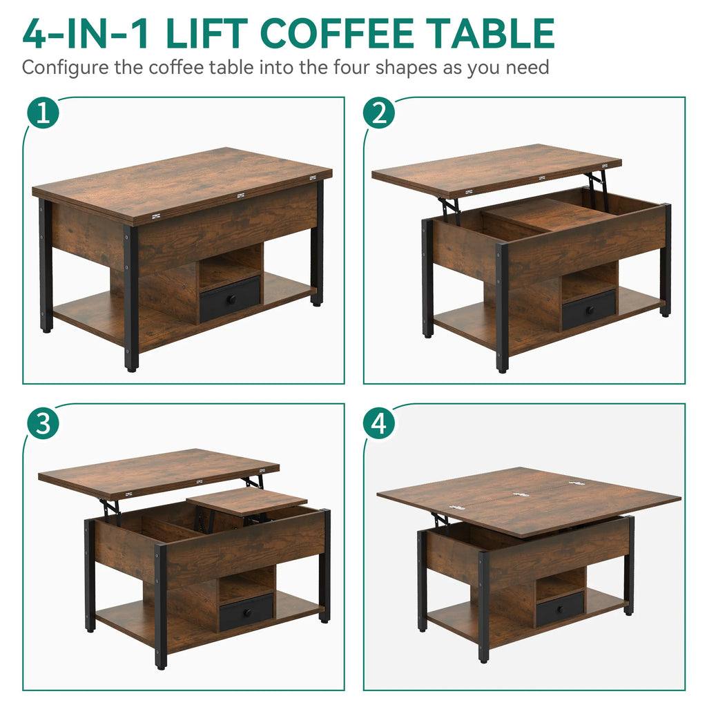 Table basse à manger convertible en bois -